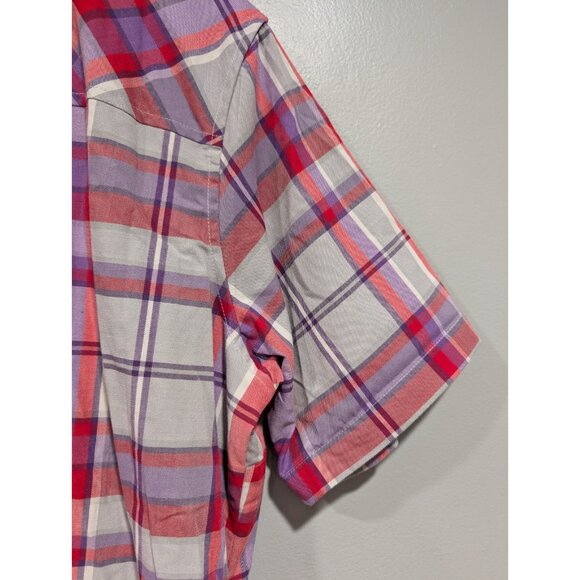 Alaskan Hardgear Duluth Trading Co Women's Plaid Short-Sleeved Shirt Dress Sz XL - Picture 13 of 16